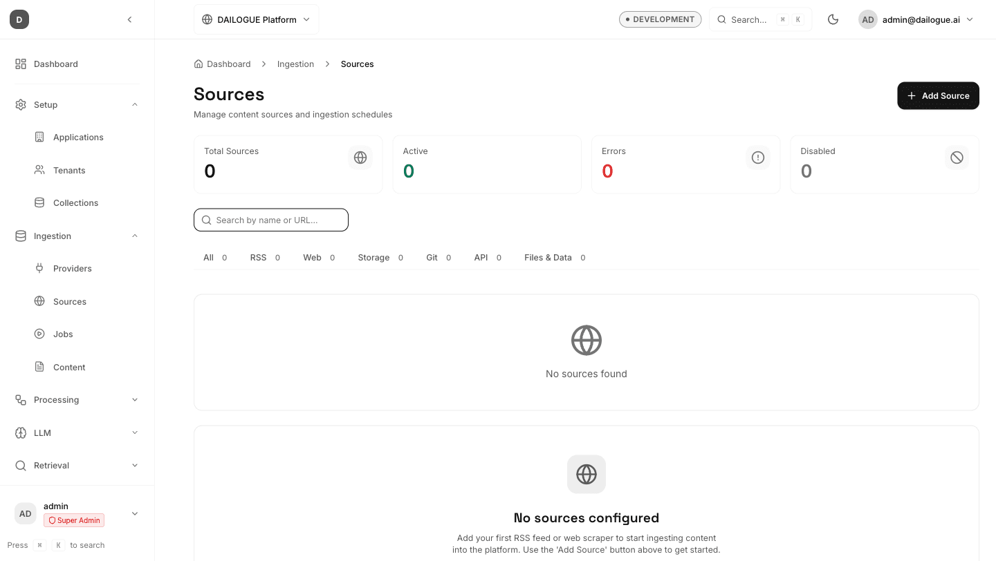 Curated content and retrieval quality screen hybrid mockup